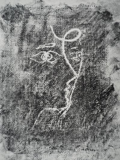 Georges BRAQUE : Profil cubiste en gris - Lithographie originale Signée 2