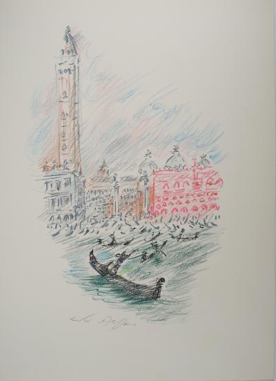 André MASSON : Venise, Gondoles et Saint Marc - Pastel original signé 2