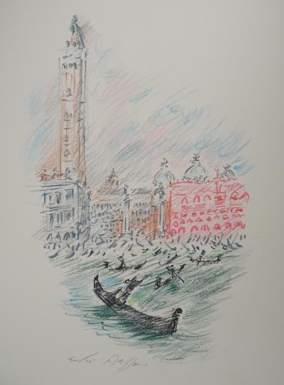 André MASSON : Venise, Gondoles et Saint Marc - Pastel original signé 2