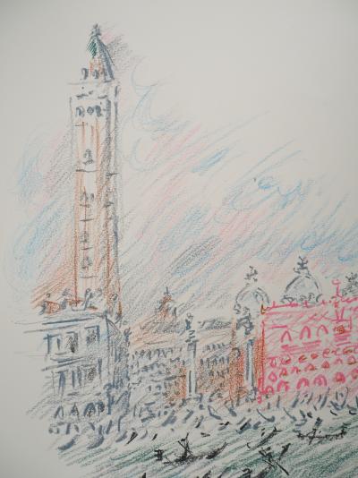 André MASSON : Venise, Gondoles et Saint Marc - Pastel original signé 2
