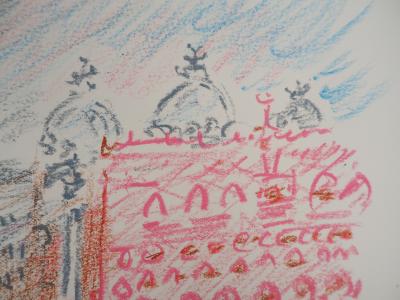 André MASSON : Venise, Gondoles et Saint Marc - Pastel original signé 2