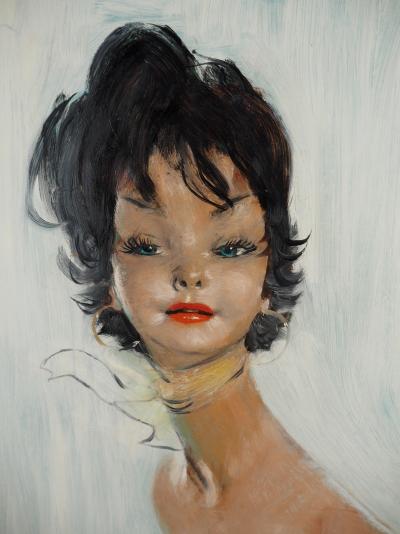 Jean-Gabriel DOMERGUE : Maria, nu sur fond bleu, Huile sur panneau signée 2