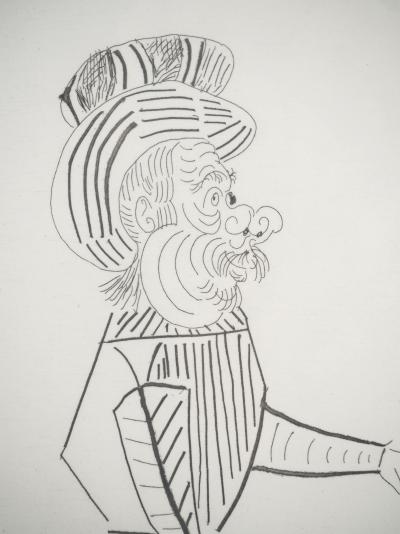 Pablo PICASSO : Petit homme regardant passer une grande femme - Gravure originale signée 2