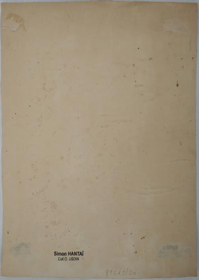 Simon Hantaï : Personnage surréaliste, Huile sur papier signée 2