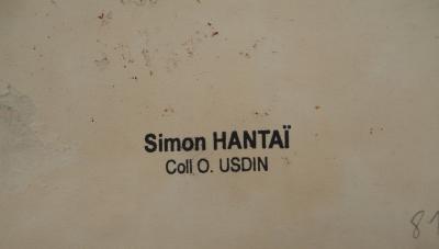 Simon Hantaï : Personnage surréaliste, Huile sur papier signée 2