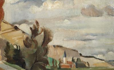 André LHOTE : Paysage de l’Aude - Huile sur panneau Signée 2