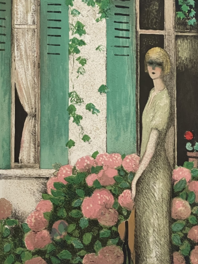 Jean Pierre  Cassigneul - Les volets verts (1980) - Lithographie originale en couleurs, signée au crayon 2