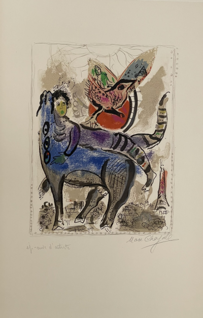 Marc CHAGALL - La vache bleue (1967) - Lithographie originale, signée EA au crayon 2