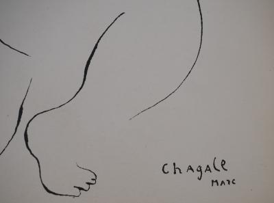 Marc CHAGALL : Printemps, Chèvre musicienne et femme au bouquet, Lithographie signée 2