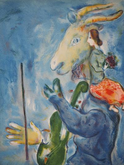 Marc CHAGALL : Printemps, Chèvre musicienne et femme au bouquet, Lithographie signée 2