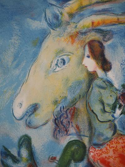 Marc CHAGALL : Printemps, Chèvre musicienne et femme au bouquet, Lithographie signée 2