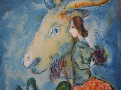 Marc CHAGALL : Printemps, Chèvre musicienne et femme au bouquet, Lithographie signée 2