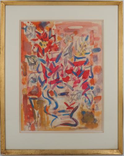 GEN PAUL : Bouquet de fleurs roses - Aquarelle originale Signée 2