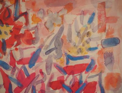 GEN PAUL : Bouquet de fleurs roses - Aquarelle originale Signée 2