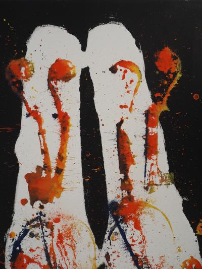 ARMAN: Chicago Riffle, traces of Violins - Oil on paper signed 2