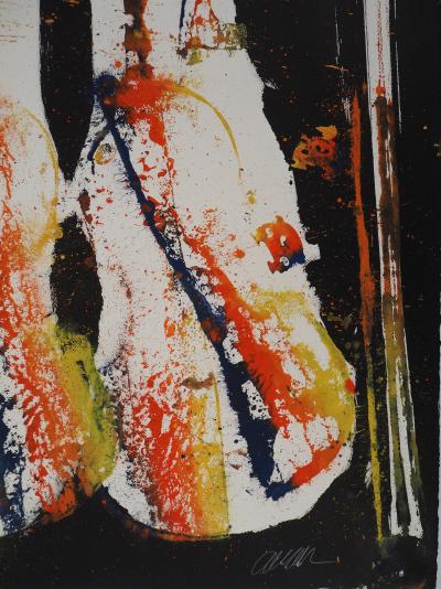 ARMAN: Chicago Riffle, traces of Violins - Oil on paper signed 2