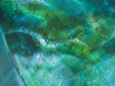 Camille HILAIRE : Méditerranée, Mer éclatante dans une petite crique - Huile sur toile Signée 2