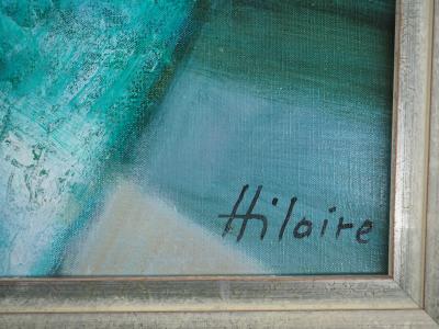 Camille HILAIRE : Méditerranée, Mer éclatante dans une petite crique - Huile sur toile Signée 2