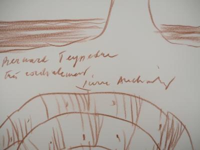 Pierre ALECHINSKY : Ammonite et volcan en éruption - Dessin original Signé 2