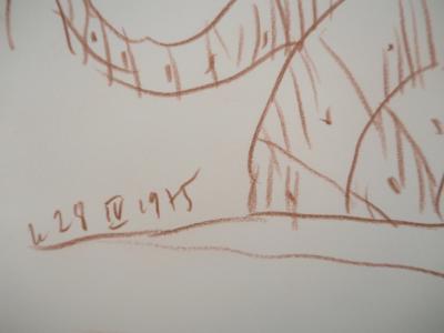 Pierre ALECHINSKY : Ammonite et volcan en éruption - Dessin original Signé 2
