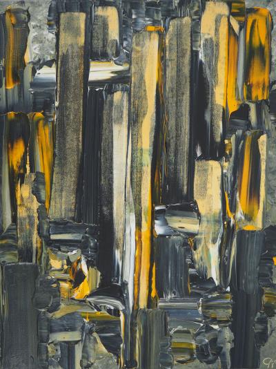 Bruno CANTAIS - Sans Titre : La ville à la tombée de la nuit - Acrylique sur toile, Signée 2