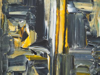 Bruno CANTAIS - Sans Titre : La ville à la tombée de la nuit - Acrylique sur toile, Signée 2