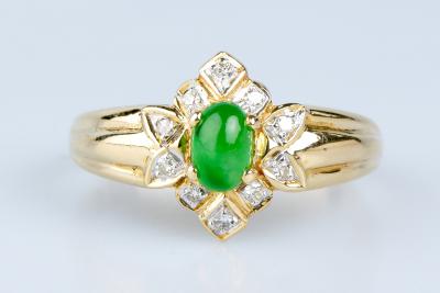 Bague Jade Cabochon en or jaune 18 cts 2