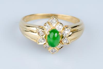 Bague Jade Cabochon en or jaune 18 cts 2