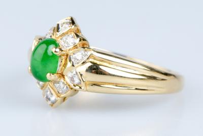 Bague Jade Cabochon en or jaune 18 cts 2