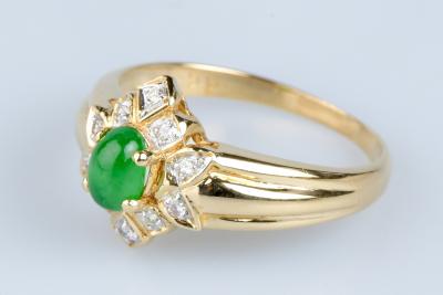 Bague Jade Cabochon en or jaune 18 cts 2