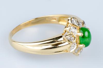 Bague Jade Cabochon en or jaune 18 cts 2