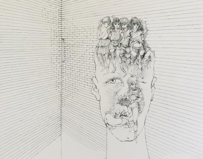 Hans BELLMER - Les yeux bleus, 1971 - Pointe-sèche originale signée au crayon 2