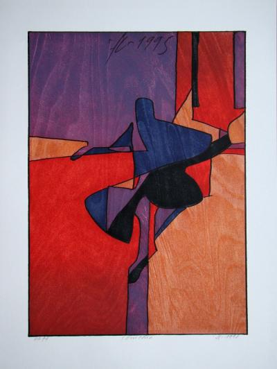 Franz Eggenschwiler - Comedia, 1995 - Original woodcut hand-signed 2