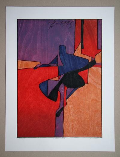 Franz Eggenschwiler - Comedia, 1995 - Original woodcut hand-signed 2