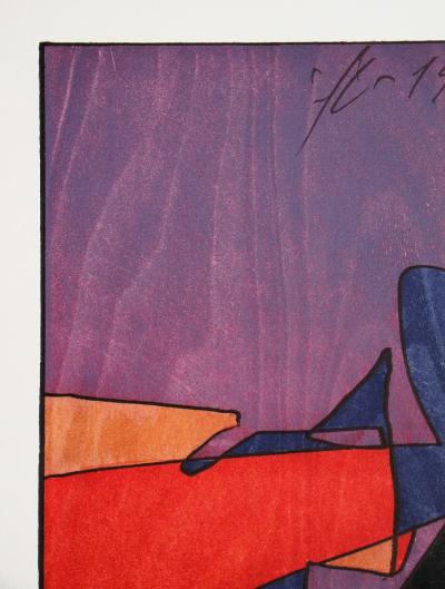Franz Eggenschwiler - Comedia, 1995 - Original woodcut hand-signed 2