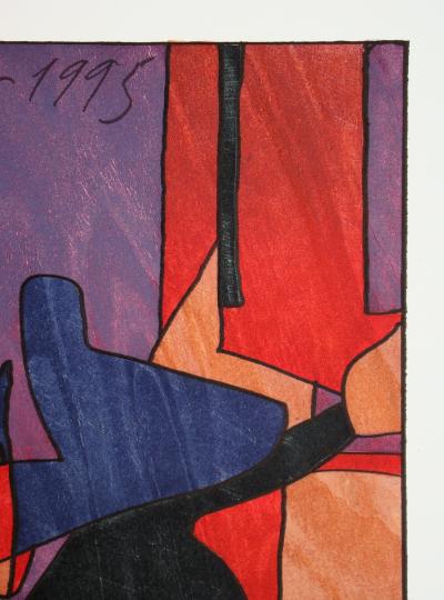 Franz Eggenschwiler - Comedia, 1995 - Original woodcut hand-signed 2