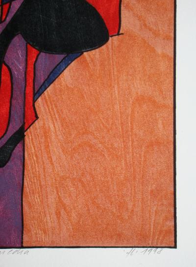 Franz Eggenschwiler - Comedia, 1995 - Original woodcut hand-signed 2