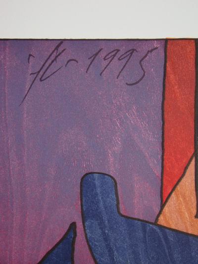 Franz Eggenschwiler - Comedia, 1995 - Original woodcut hand-signed 2