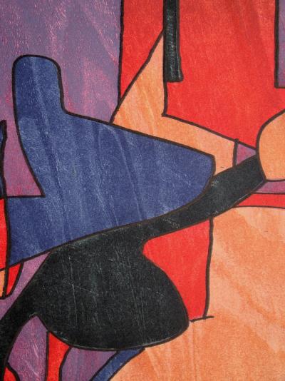 Franz Eggenschwiler - Comedia, 1995 - Original woodcut hand-signed 2