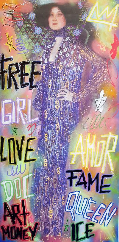 SPACO - Klimt girl Emilie  , 2024 - peinture pop street art 2