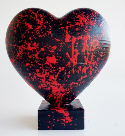 SPACO - coeur noir Heart Love, 2024 - Sculpture pop street art 2