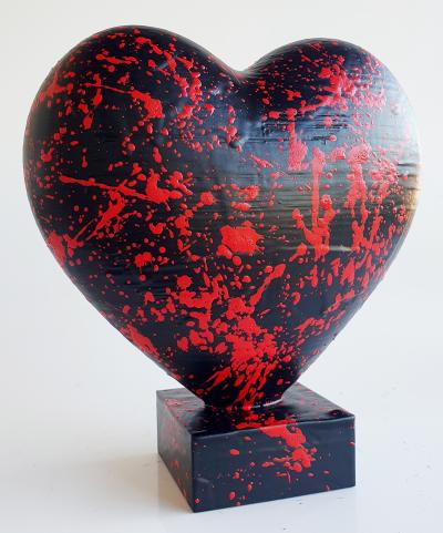 SPACO - coeur noir Heart Love, 2024 - Sculpture pop street art 2