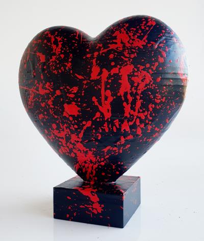SPACO - coeur noir Heart Love, 2024 - Sculpture pop street art 2