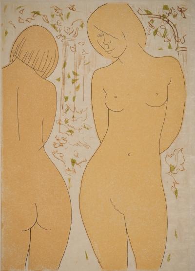 Alain BONNEFOIT : Deux nus féminins, Gravure originale signée 2