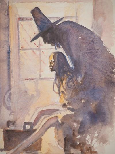 Milo MANARA : Jeune fille et Mage, Lithographie signée 2