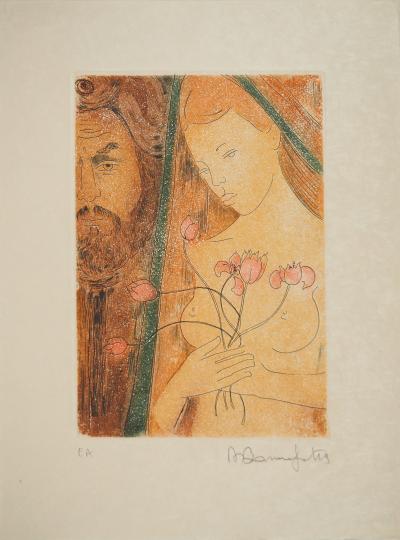 Alain BONNEFOIT : Nu au voile, Gravure originale signée 2