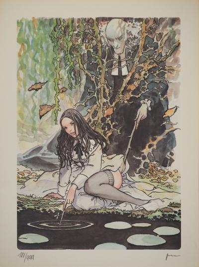Milo MANARA : Jeune femme et esprit voyeur, Lithographie signée