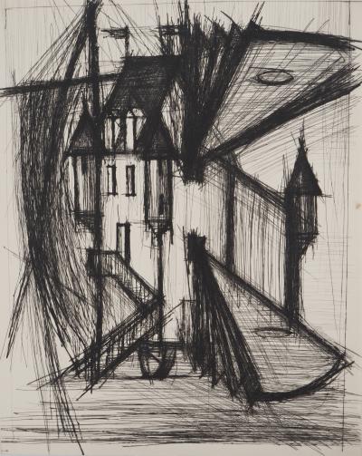 Bernard BUFFET : Le chateau de Cyrano de Bergerac, Gravure originale 2