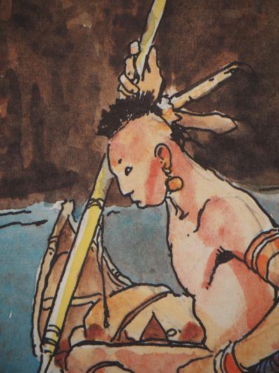 Milo MANARA : La pêche sur le lac, Lithographie signée 2