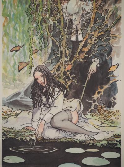 Milo MANARA : Jeune femme et esprit voyeur, Lithographie signée 2